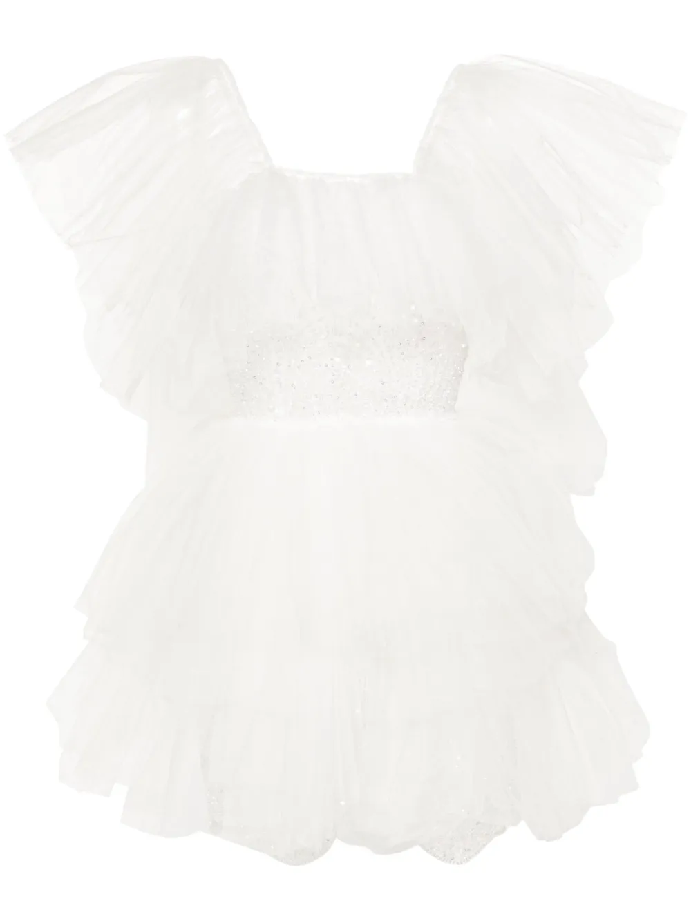 

Платье мини из тюля с цветочной вышивкой Loulou, белый