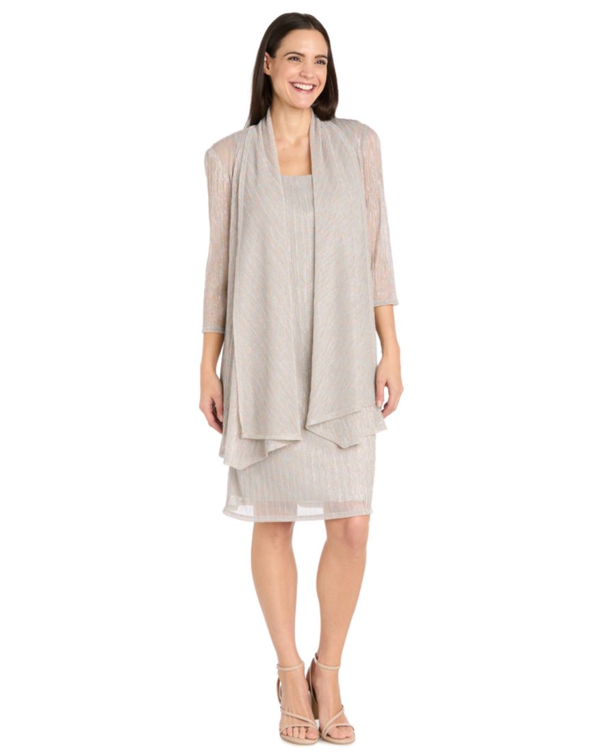 

Женское платье из двух частей с металлизированной жатой тканью R & M Richards, Champagne