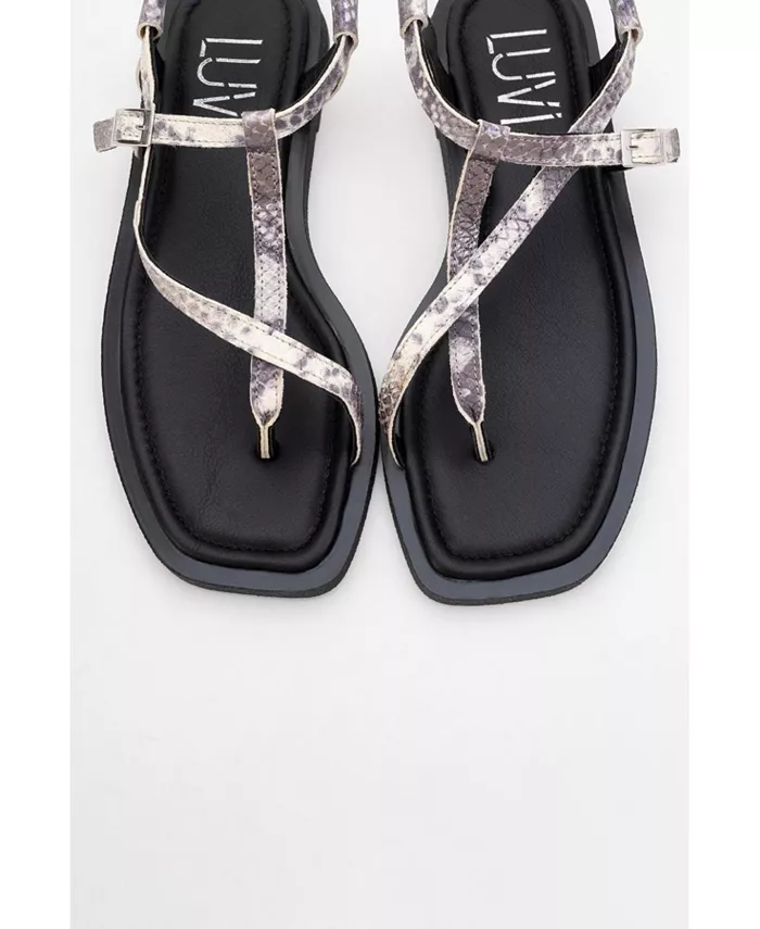 Моргана Кожаные Сандалии-танга для женщин Forever & Always Shoes, черный — фото 2