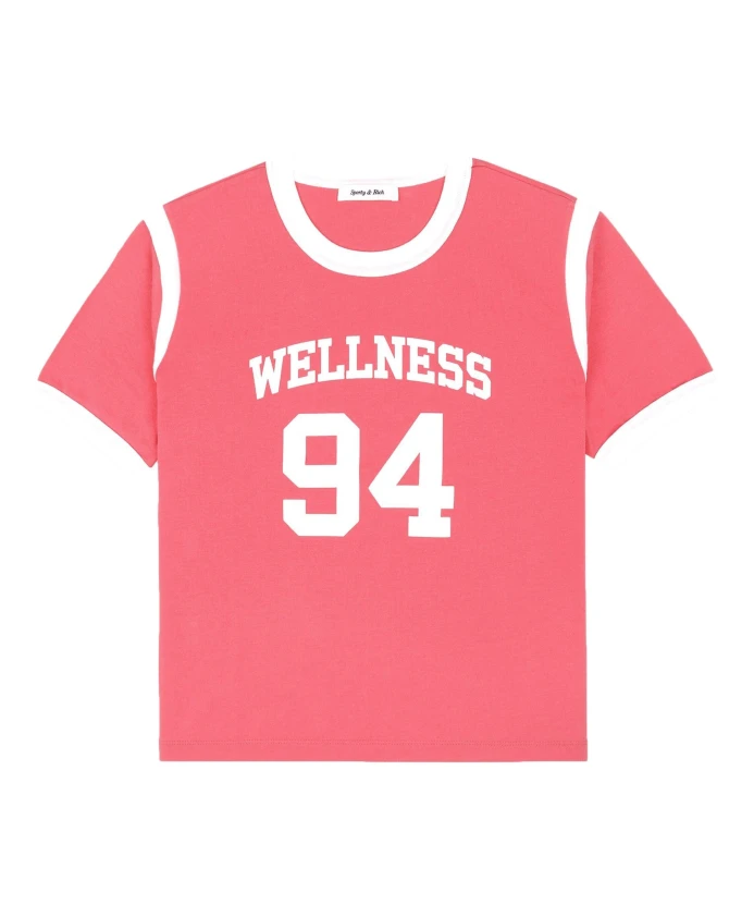 

Хлопковая спортивная футболка с белыми деталями Sporty & Rich, розовый