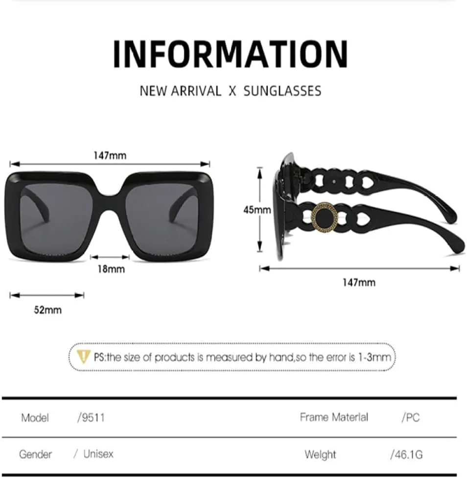 

Солнцезащитные очки MUTYNE Lady Oversize Square Sunglasses для женщин и мужчин, роскошные очки с градиентным переходом цвета, защита от ультрафиолета UV400, White