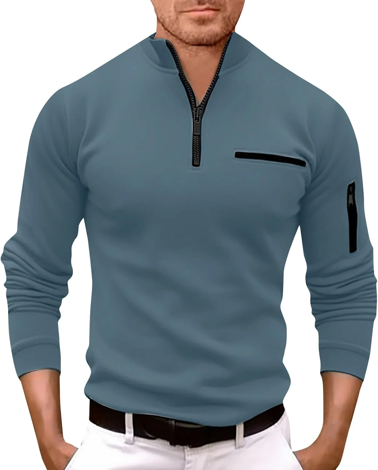 

Мужская футболка-поло Ymosrh с длинным рукавом и застежкой на четверть