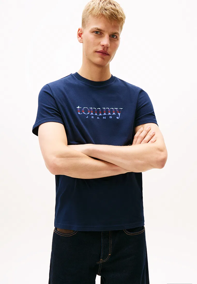 Футболка с коротким рукавом, Slim Entry DNA, Tommy Jeans Tommy Hilfiger, темно-синий