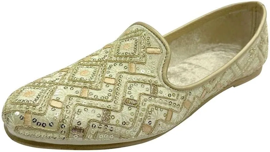 Мужские сандалии дышащие Punjabi Jutti, Cream Gold Shoe Bazar
