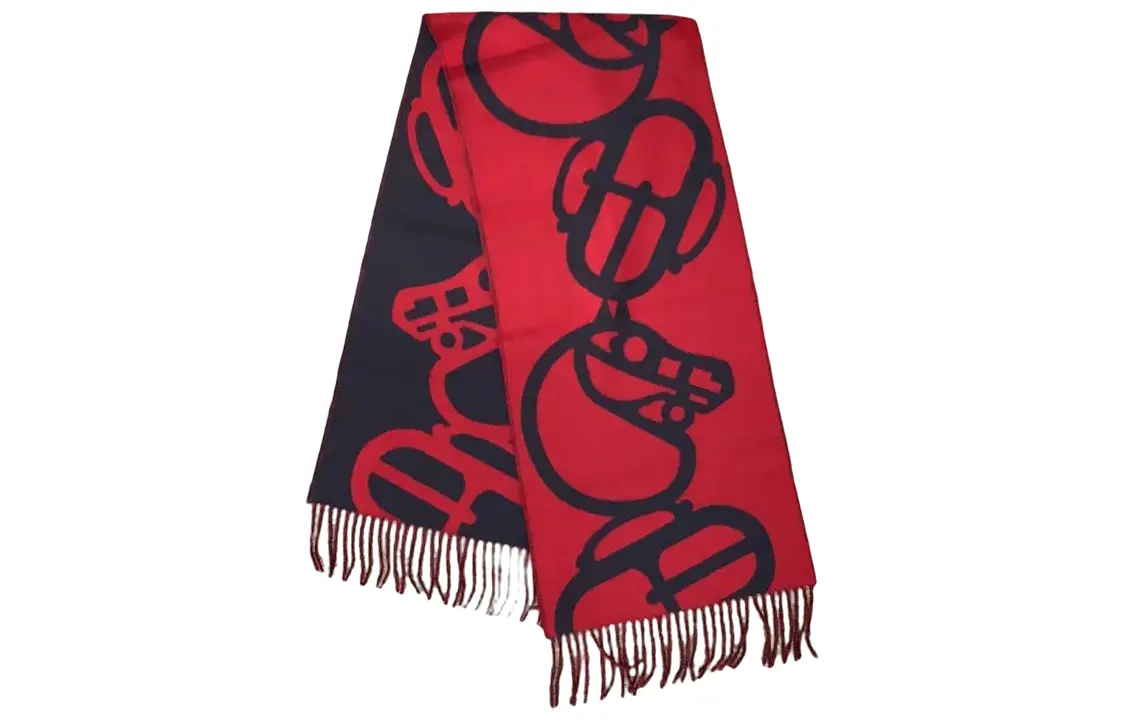 

HERMES Двусторонний вязаный шарф женский красный, Red
