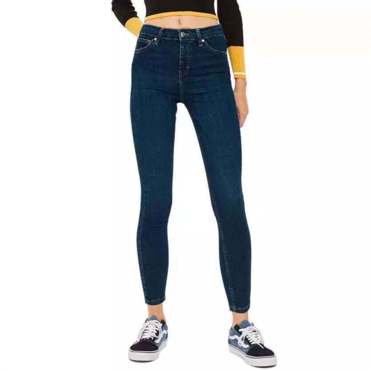 

Джинсы Jamie Moto Skinny с высокой посадкой синего цвета Topshop