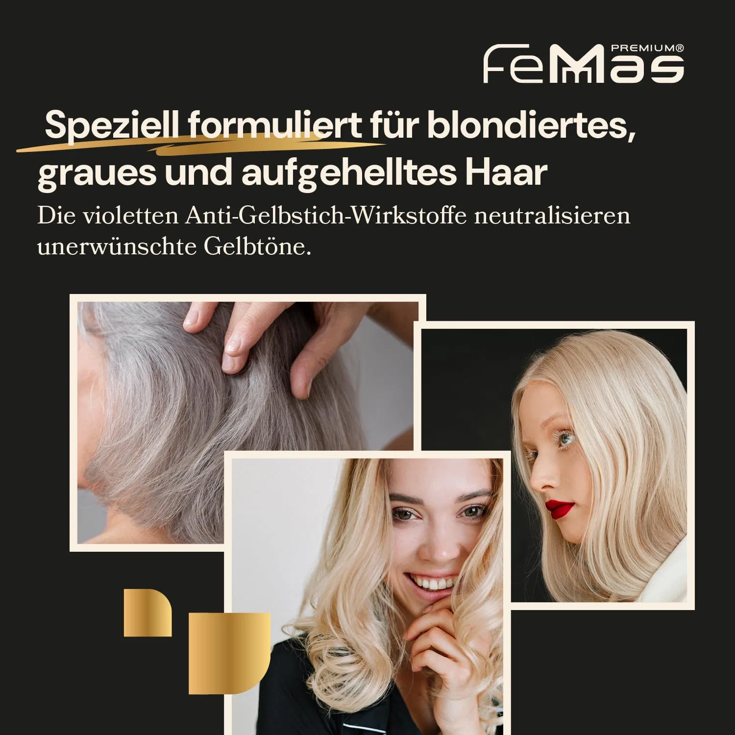 Шампунь FemMas No Yellow 1000 мл, против желтизны для осветленных и седых волос Femmas