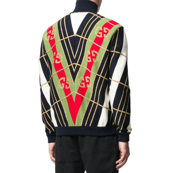 Куртка bomber knit jacket 'multicolor' Gucci, черный — фото 4