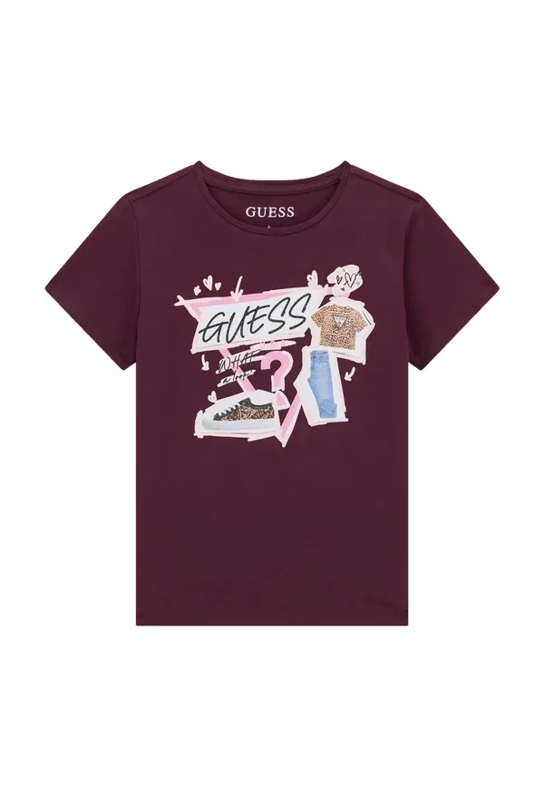 Футболка детская Guess Kids teens ss t-shirt_logo print t-shirt, темно-коричневая — фото 4