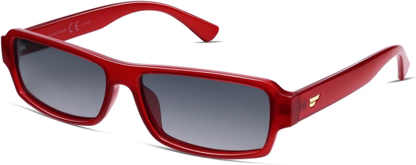 

Солнцезащитные очки VANLINKER Retro Rectangle Polarized для женщин и мужчин, винтажные, 90-е, маленькие, модные, модель 2025, VL9852, C4 Red Frame/Gradient Light Gray Lenses