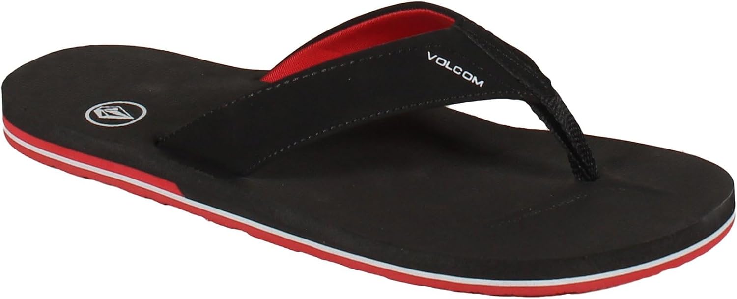 

Мужские сандалии Volcom Victor - водоотталкивающие шлепанцы с удобной стелькой из пены для отдыха, черный/красный