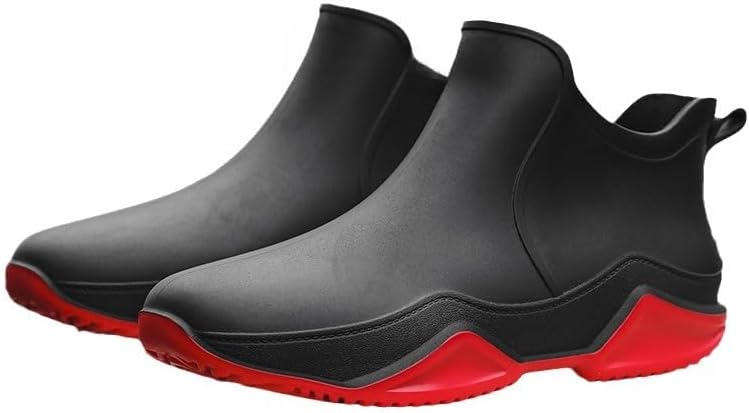 

Мужские водонепроницаемые садовые сапоги для работы в саду, унисекс, обувь для кемпинга, ухода за газоном и работы на приусадебном участке Hhhchpm, черный/красный