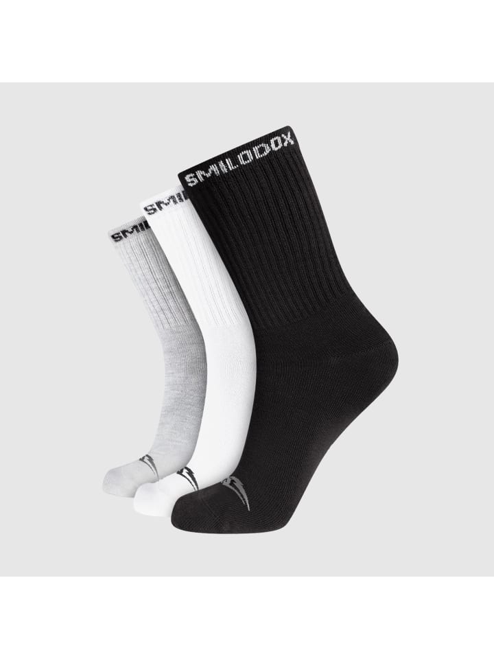 

SMILODOX Универсальные теннисные носки, комплект из 3 пар, черный/серый/белый
