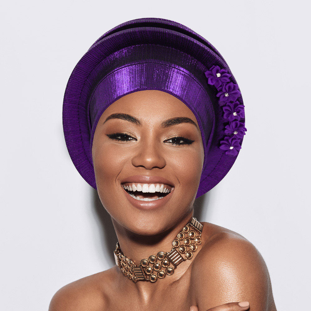 

Структурированный тюрбан для волос с цветочным акцентом FASHNZFAB, фиолетовый