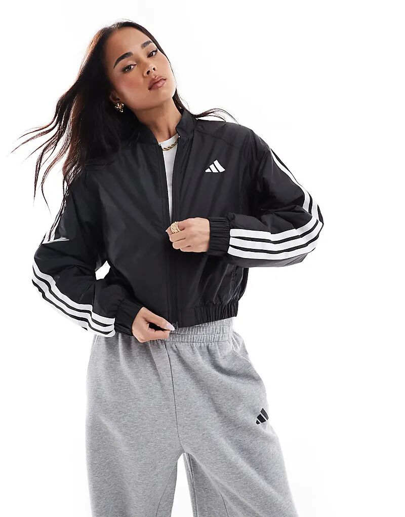 

Утепленная куртка-бомбер с тремя полосками adidas Essentials черного цвета adidas performance