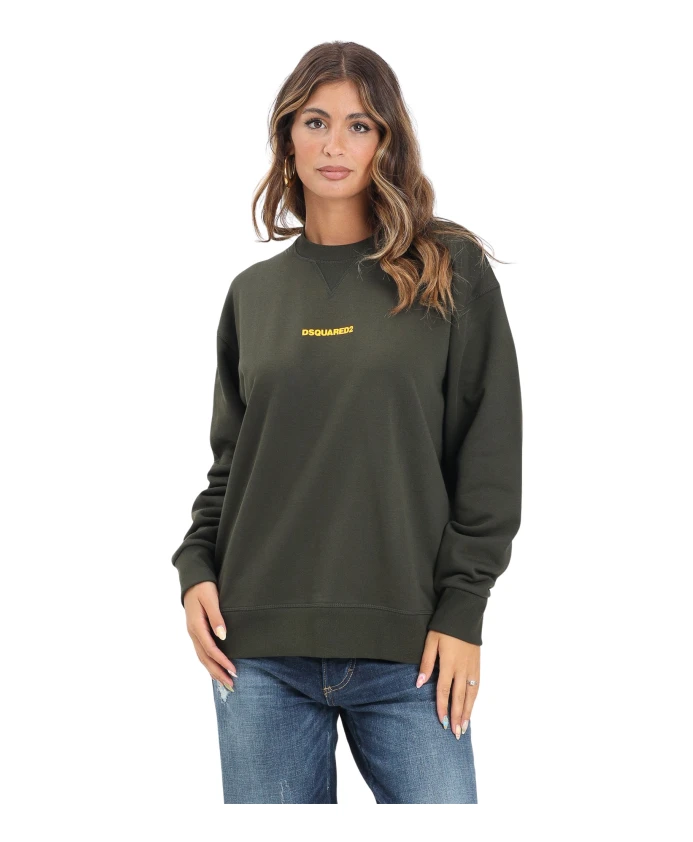 

Зеленый свитер с круглым вырезом, современный минималистичный стиль. Dsquared2, зеленый