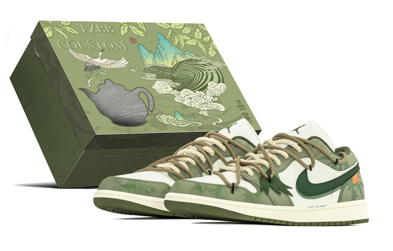 

Air 1 Bamboo Forest, китайский стиль, устойчивые к истиранию, низкие, винтажные баскетбольные кроссовки, мужские, Jordan, зеленый