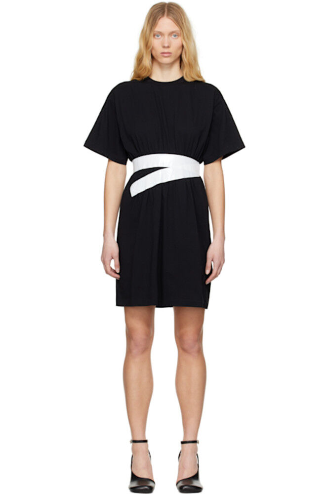

Черное трикотажное платье-миди с тесьмой MM6 Maison Margiela