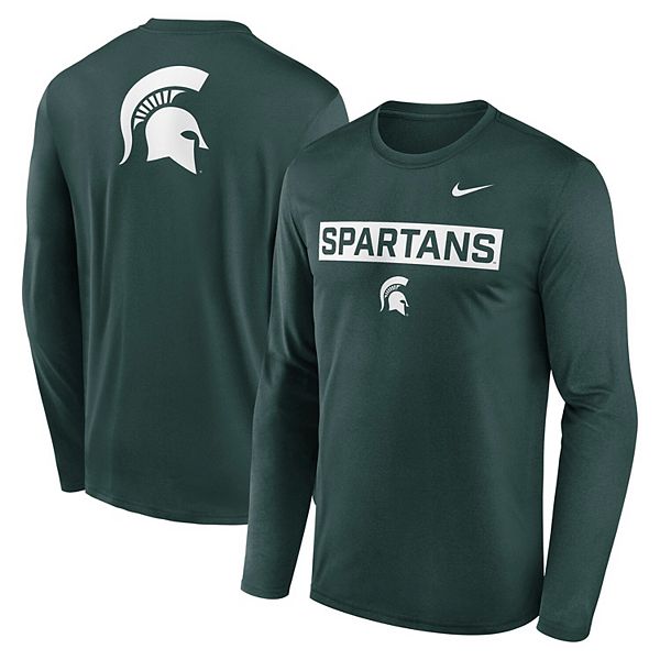 Мужская зеленая футболка michigan state spartans primetime campus 2-hit legend с длинным рукавом Nike — фото 2