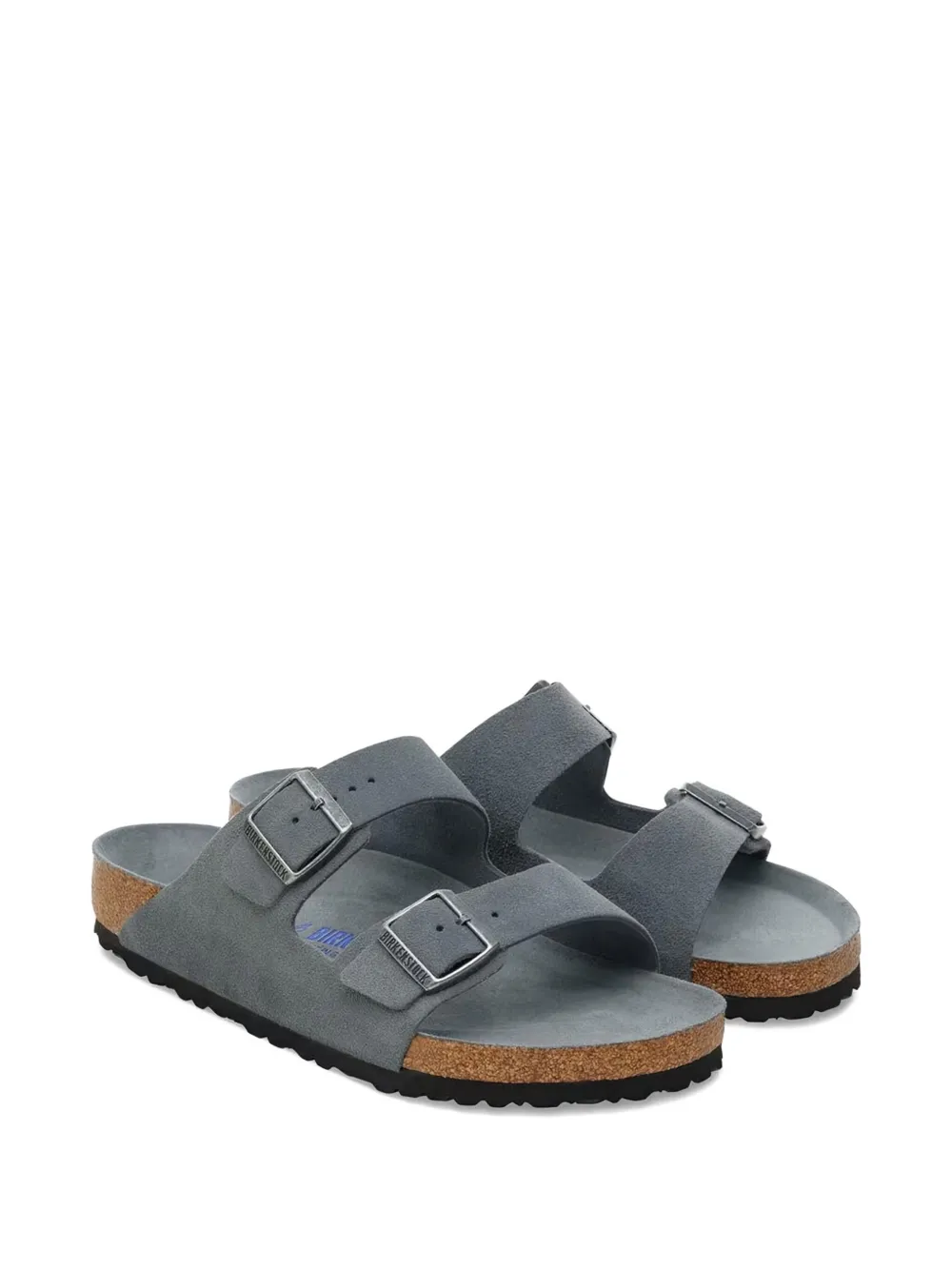 Замшевые сандалии с двумя ремешками BIRKENSTOCK, серый — фото 2