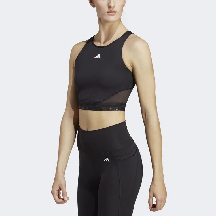 Топ-танк кроп без рукавов Adidas черный — фото 3