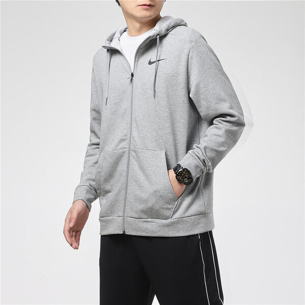 Куртка men's mnk dry hoodie fzflc casual sports hooded jacket light grey Nike, серый — фото 3