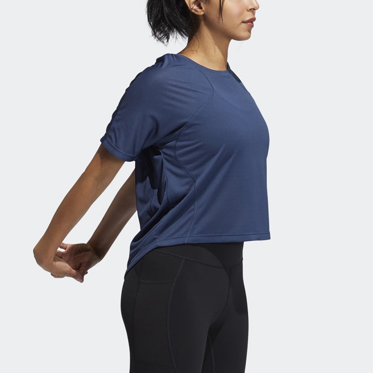 Футболка (WMNS) adidas SS21 Yoga Exercise Short Sleeve Navy Blue T-Shirt GP6792 — фото 4