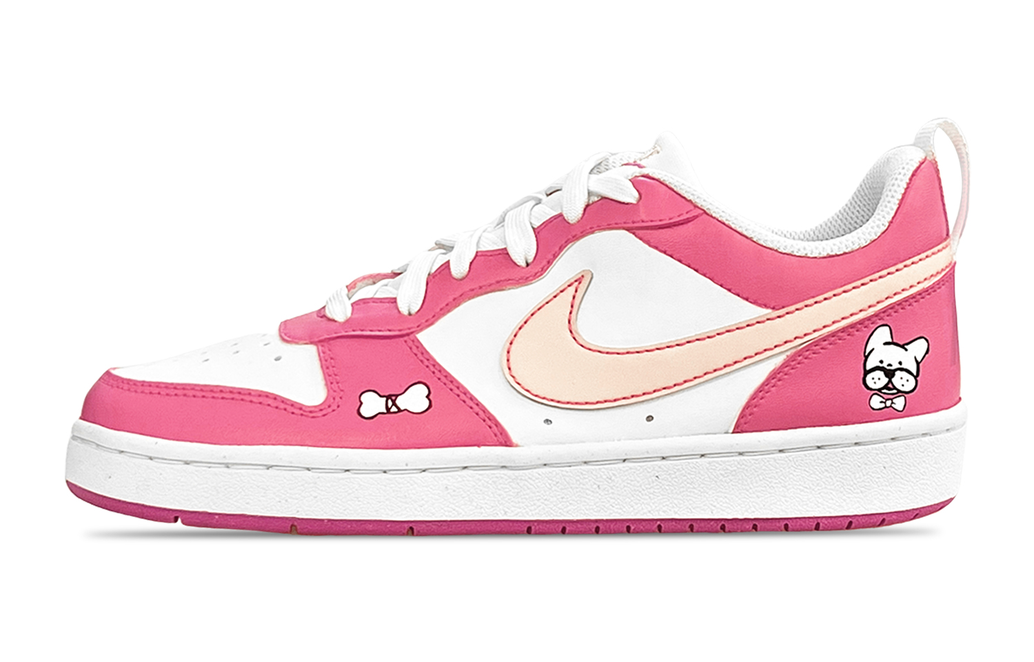 

Nike Court Borough Dog Bone нескользящие устойчивые к истиранию низкие детские скейтбординг кроссовки White Pink