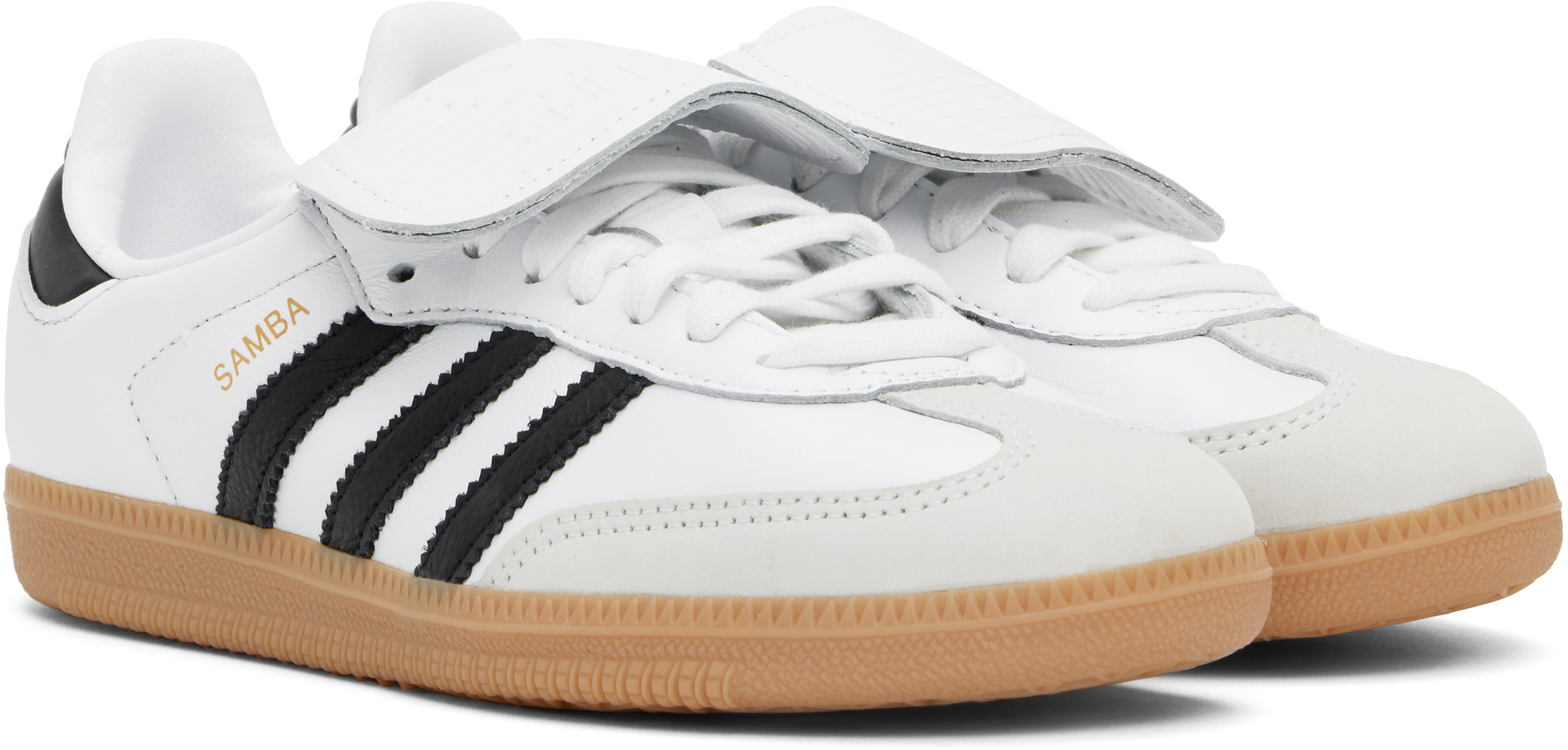 Бело-черные кроссовки Samba LT Adidas Originals, Cloud white/Core black/Gold metallic — фото 4