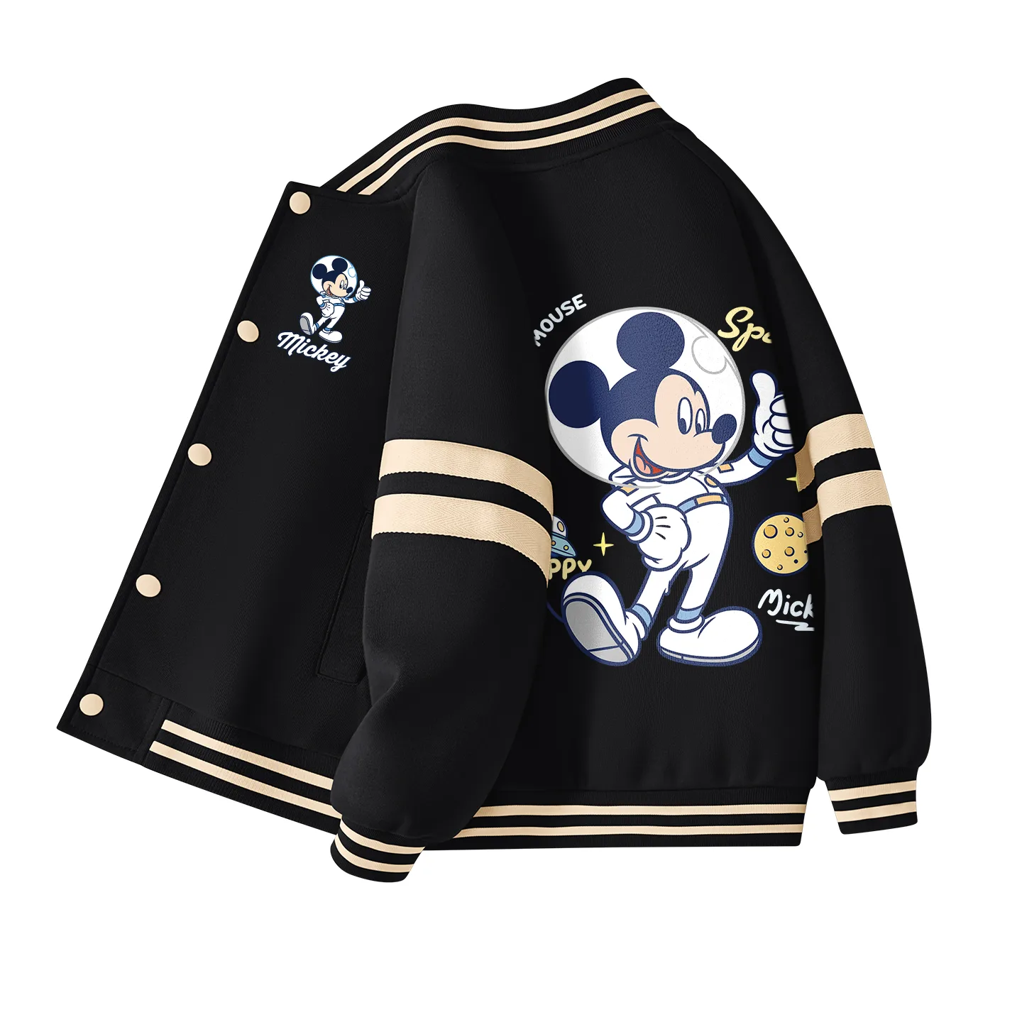 Детская бейсбольная футболка с круглым вырезом Disney, Astronaut K_Cosmic Black