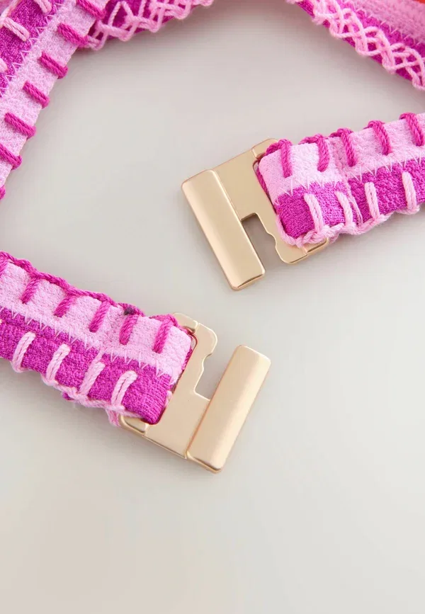 Топ-бикини треугольный Regular fit Next, textured green pink whipstitch, текстурированный зелёно-розовый с плетёным швом — фото 3