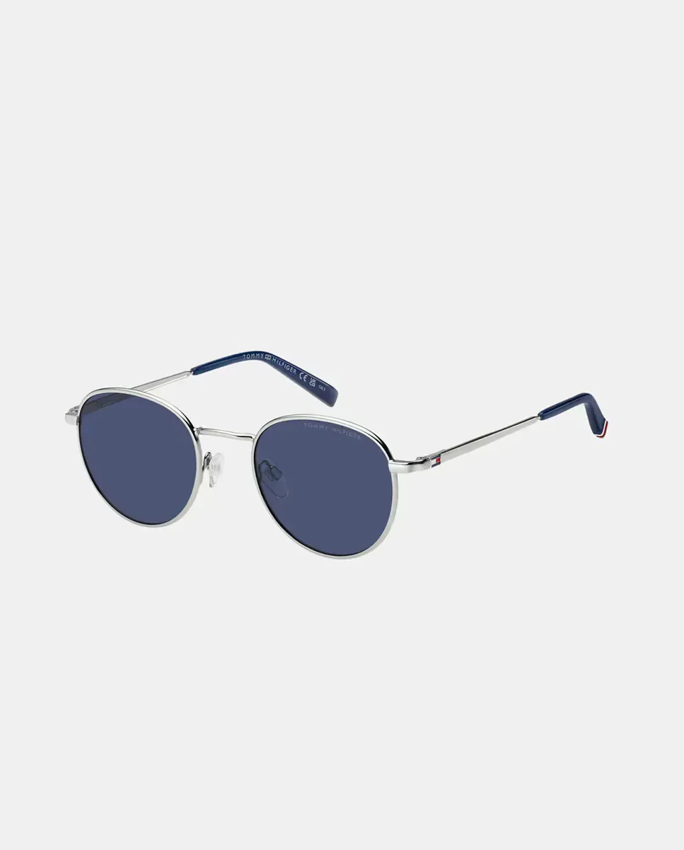 Унисекс овальные металлические солнечные очки Tommy Hilfiger, серебро — фото 2