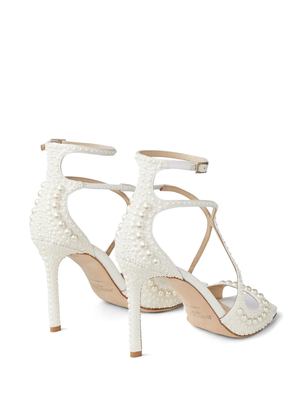 Сандалии Azia 95 мм, украшенные жемчугом JIMMY CHOO, белый — фото 3