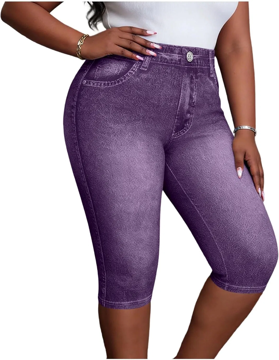 Джинсы капри, Slim Fit, Purple
