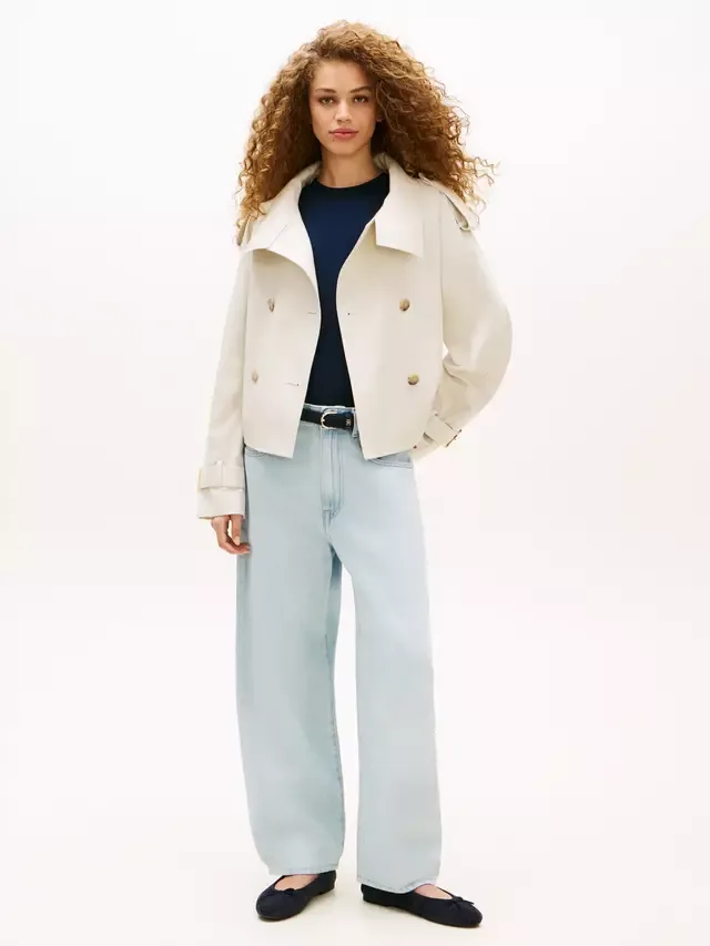 Водоотталкивающая короткая куртка-тренч, кремового цвета Tommy Hilfiger — фото 2
