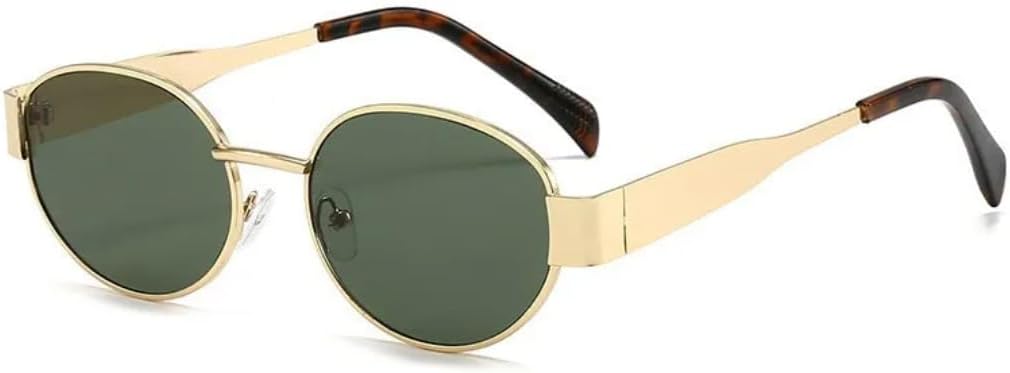 

Солнцезащитные очки с защитой от УФ-излучения UV400 | Овальная металлическая оправа в стиле панк | для женщин и мужчин, для занятий спортом на открытом воздухе и вождения DSVIGF, Goldleopard-green