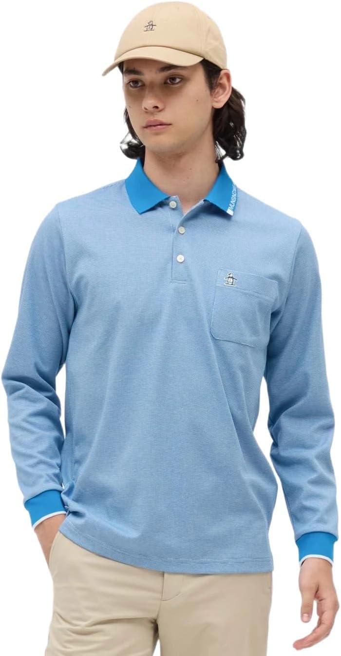 

Мужская поло-рубашка с длинным рукавом Manning Wear MG5FLS22M, с узором «пике», влагоотводящая, быстросохнущая, с защитой от УФ-излучения, для игры в гольф Munsingwear, синий