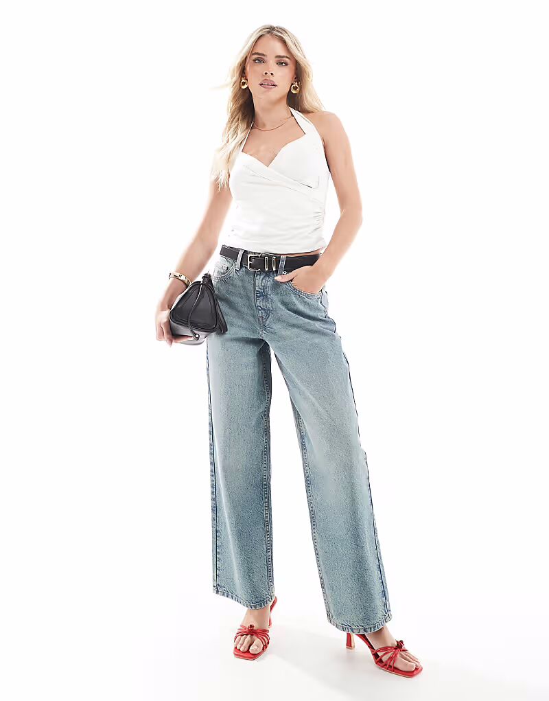 

Мешковатые джинсы Miss Selfridge Petite из грязной ткани