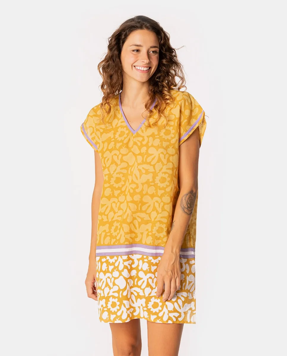 

Хлопковый кафтан Summer Song с желтым принтом Abbacino, желтый