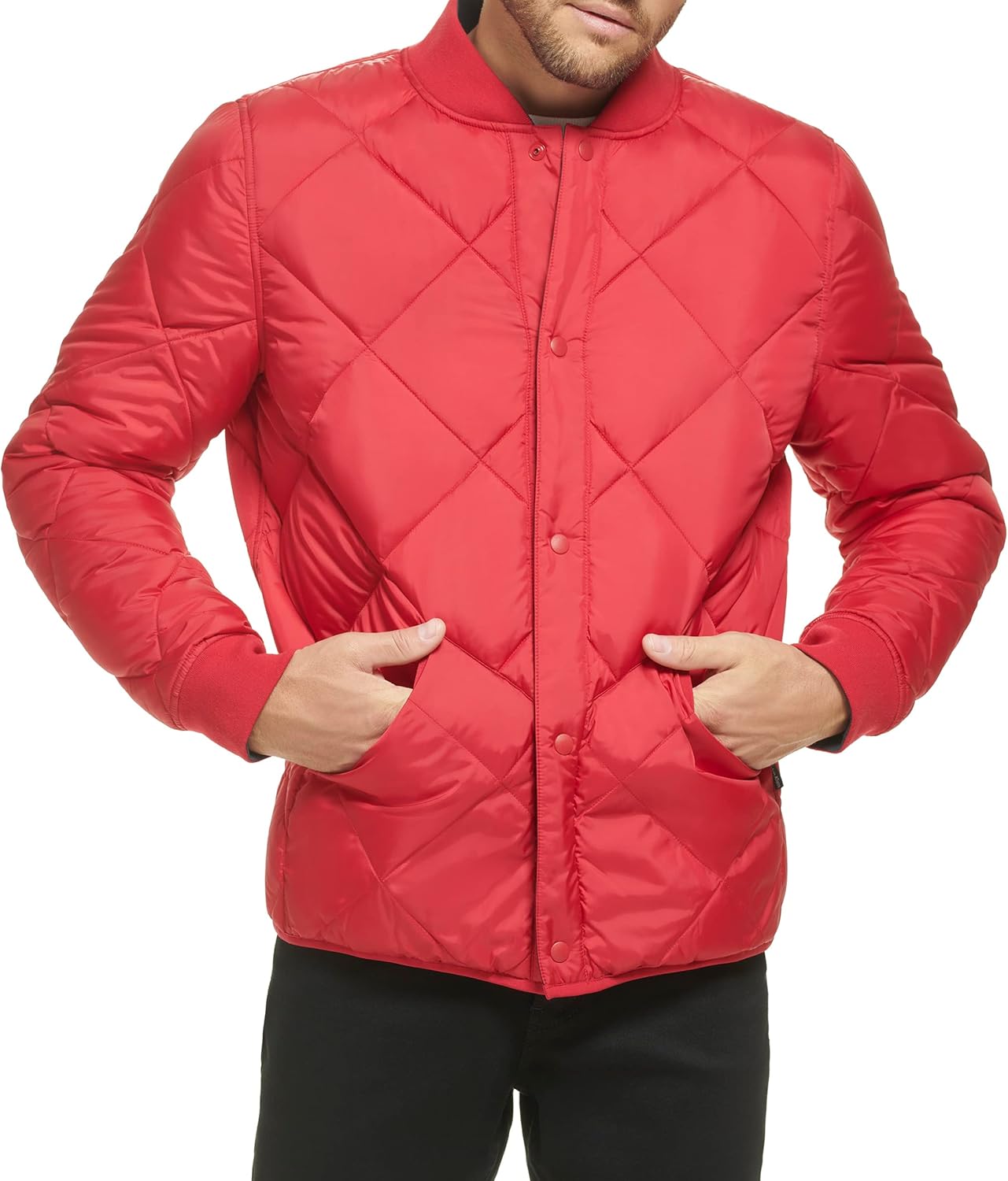 Мужская двусторонняя стеганая куртка Calvin Klein с ромбовидным узором, Reversible Deep Red — фото 2