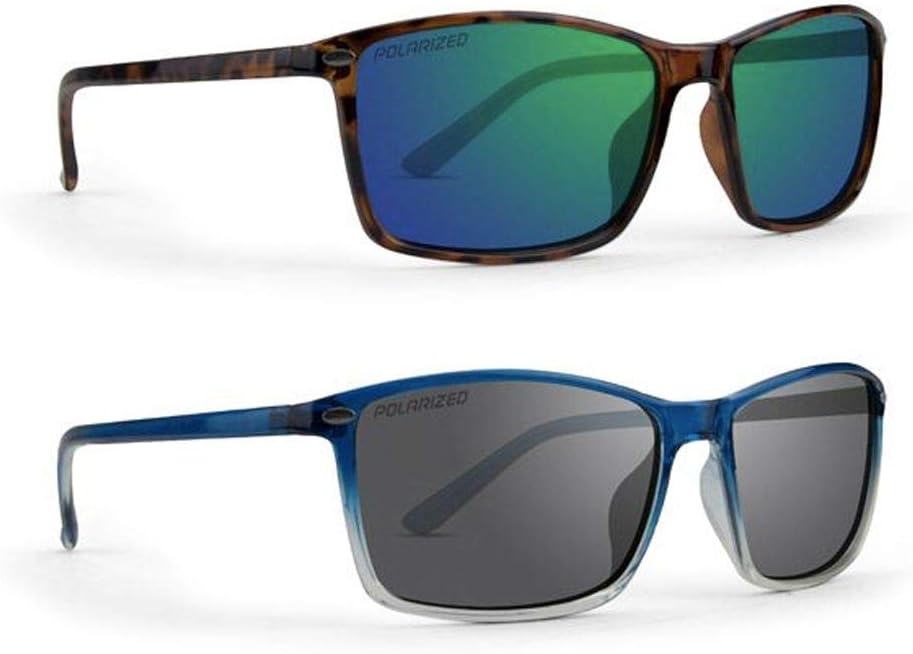 

Солнцезащитные очки Epoch Eyewear Murphy с поляризацией, 2 пары: оправа черепахового цвета с зелеными зеркальными линзами и оправа с синим градиентом и дымчатыми линзами, Green and Smoke