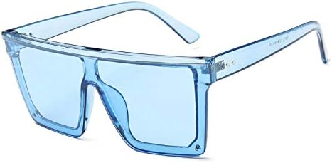 

Женские классические квадратные солнцезащитные очки с плоской верхней частью, фиолетовое зеркальное покрытие, защита от ультрафиолета UV400 (2026 год) MTZJH, Clear Blue