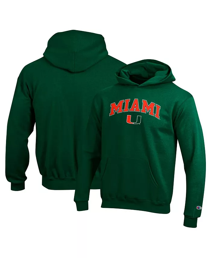 

Большая зеленая толстовка с капюшоном Miami Hurricanes Campus для мальчиков и девочек Champion