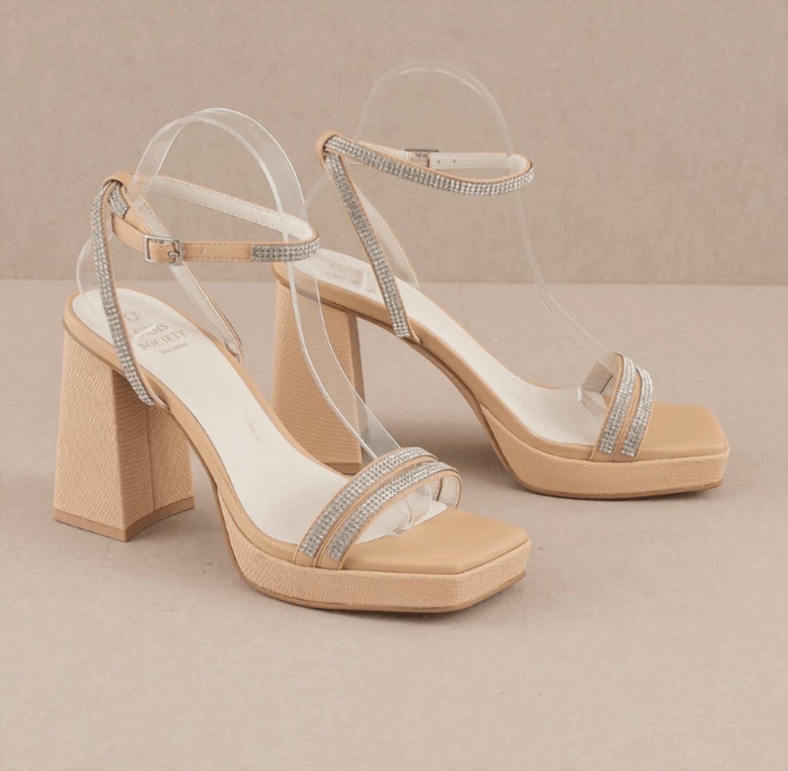 Женские туфли Suva Rhinestone And Reptile Heel в цвете Nude OASIS SOCIETY