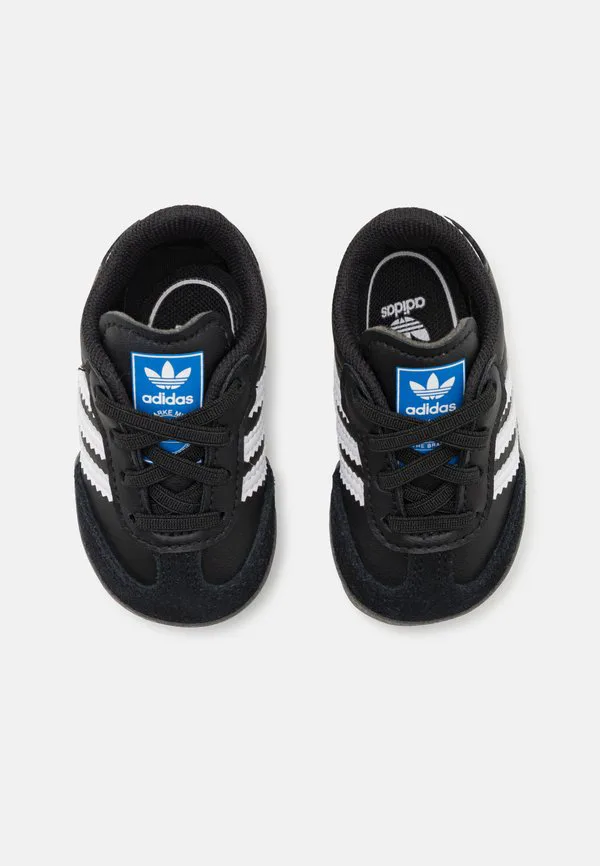 Первые детские туфли samba Adidas Originals, Core Black/Footwear White/Blue Bird — фото 4