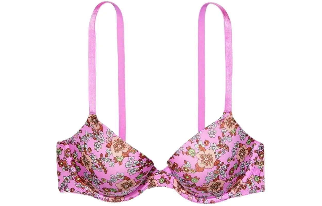 Victoria's Secret Бюстгальтер женский с цветочным принтом в ягодно-розовом цвете