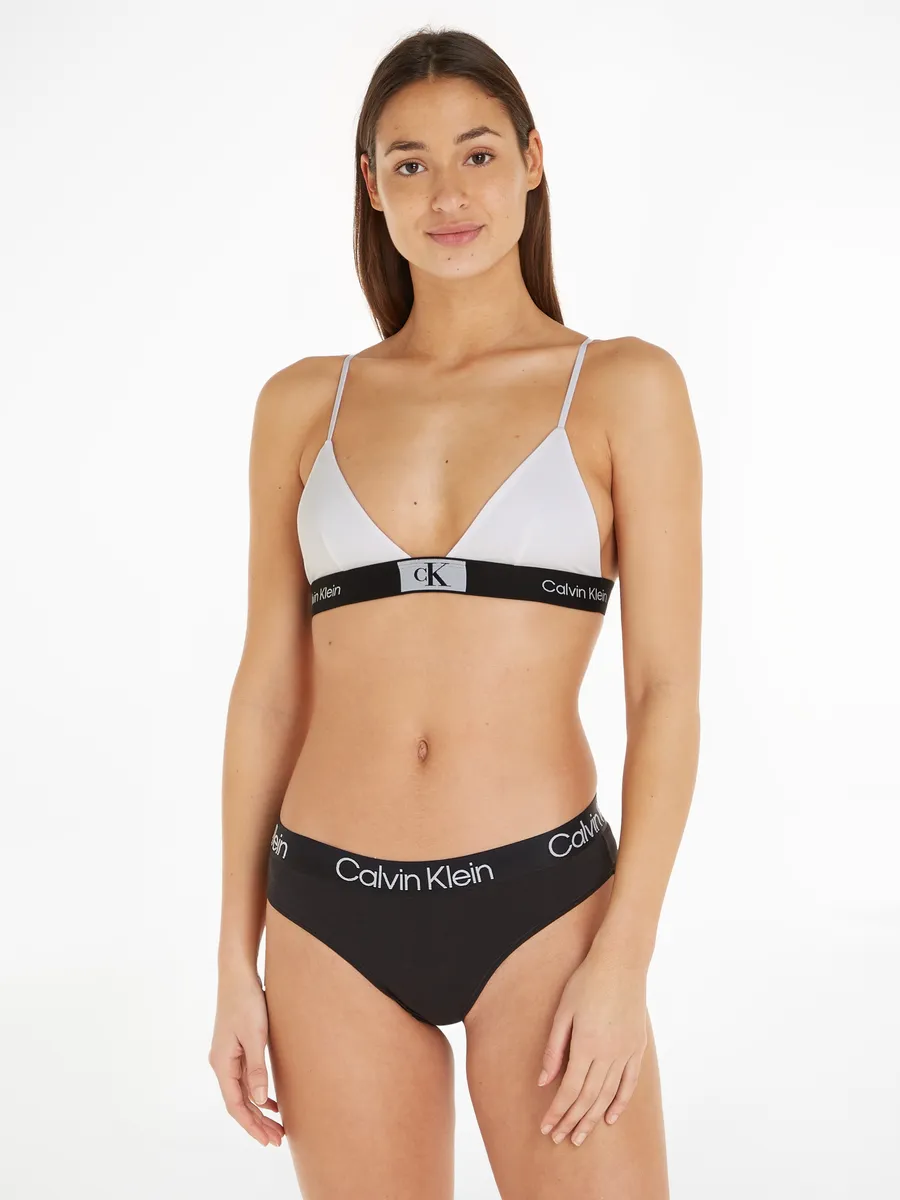 

Бюстгальтер без косточек Calvin Klein Underwear "UNLINED TRIANGLE", с классическим поясом с логотипом CK, белый