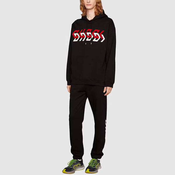 Толстовка GUCCI Jersey Hoodie with Gucci Mirror Print 'Black', черный — фото 2