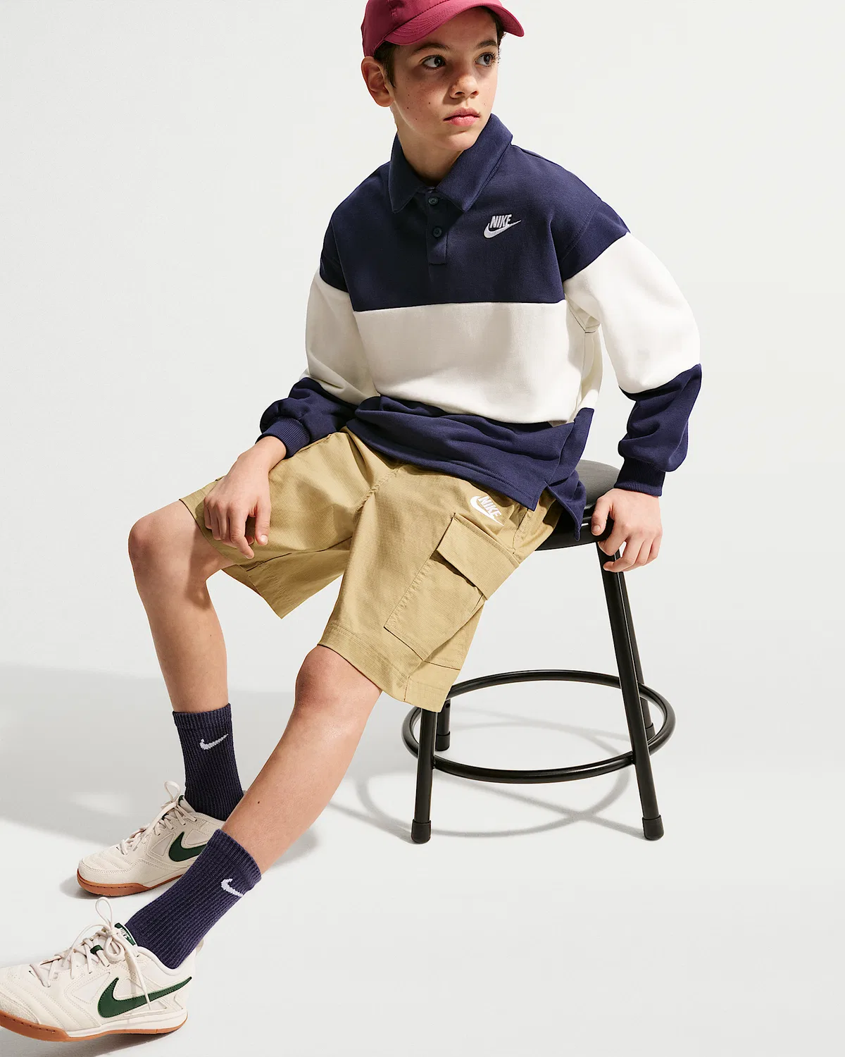 Детские шорты карго Nike Sportswear Club, Parachute Beige/White — фото 4