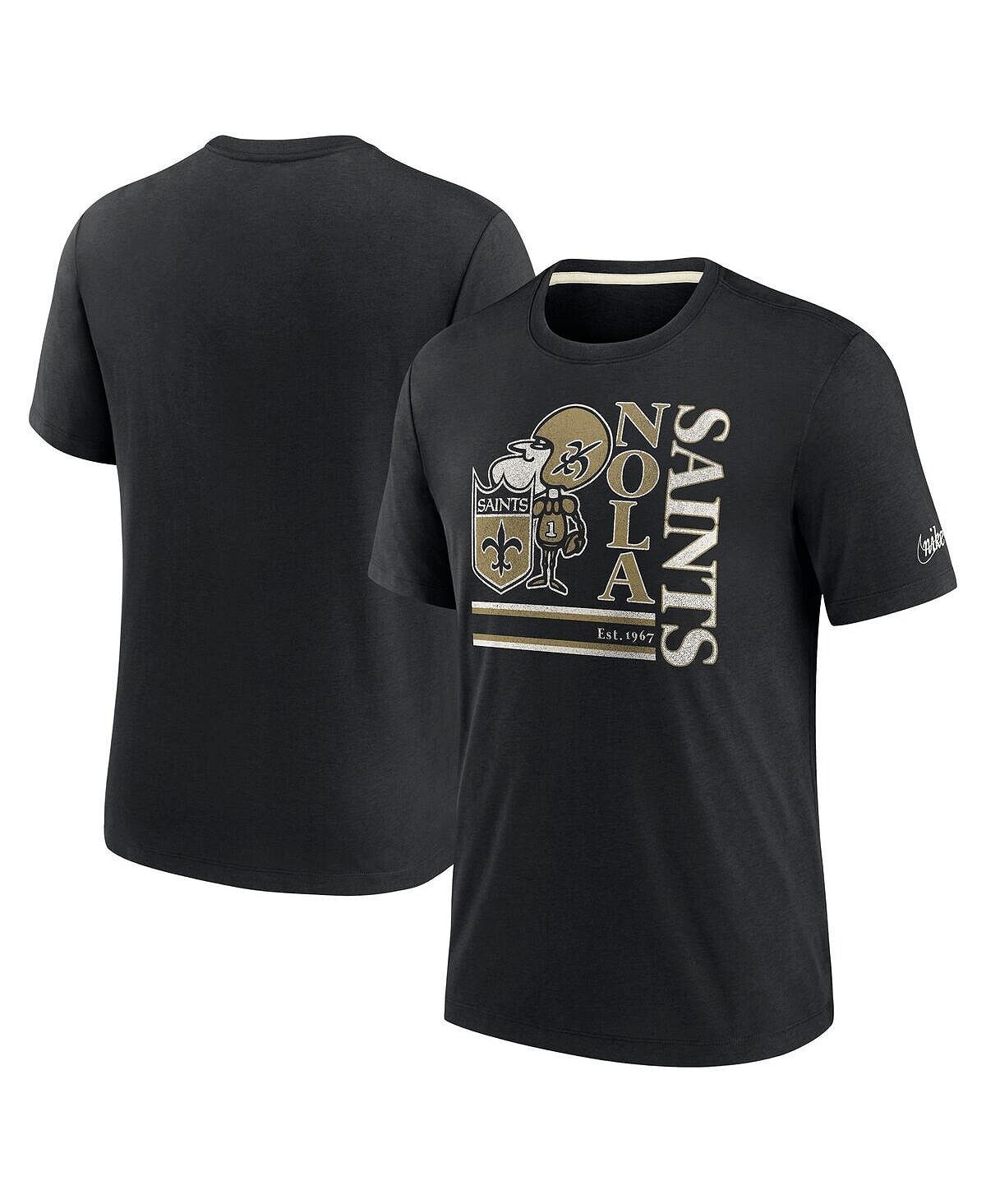 

Мужская черная футболка Tri-Blend с логотипом New Orleans Saints Nike, Черный, Мужская черная футболка Tri-Blend с логотипом New Orleans Saints Nike